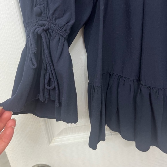 LOFT Off The Shoulder Navy Blue Top - Picture 3 of 4